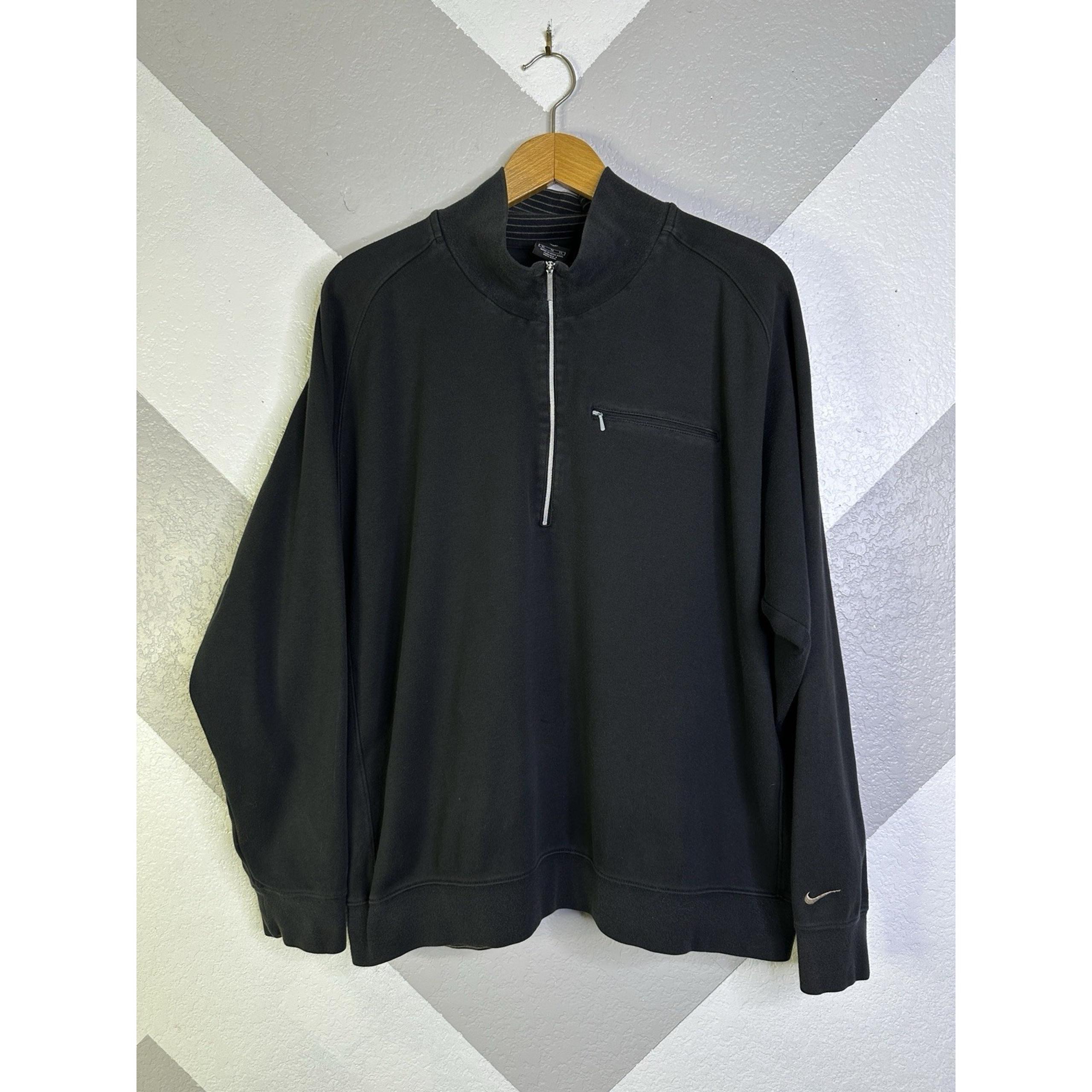 Nike Athletic Men's Golf 1/2 Zip Pullover Sweatshirt Size XL Black 100% Cotton