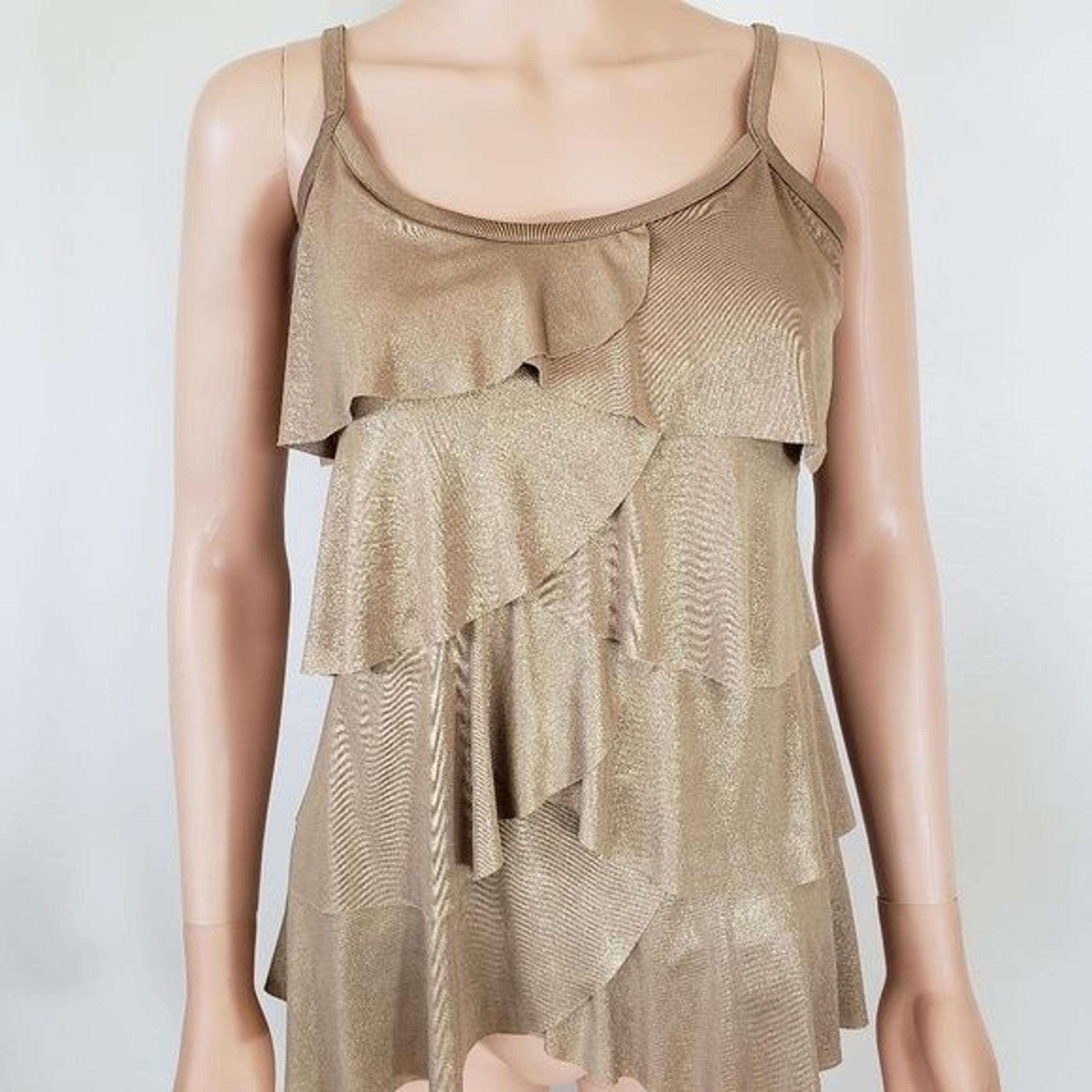 INC International Concepts Gold Tiered Tank Size M Camisole Stretch
