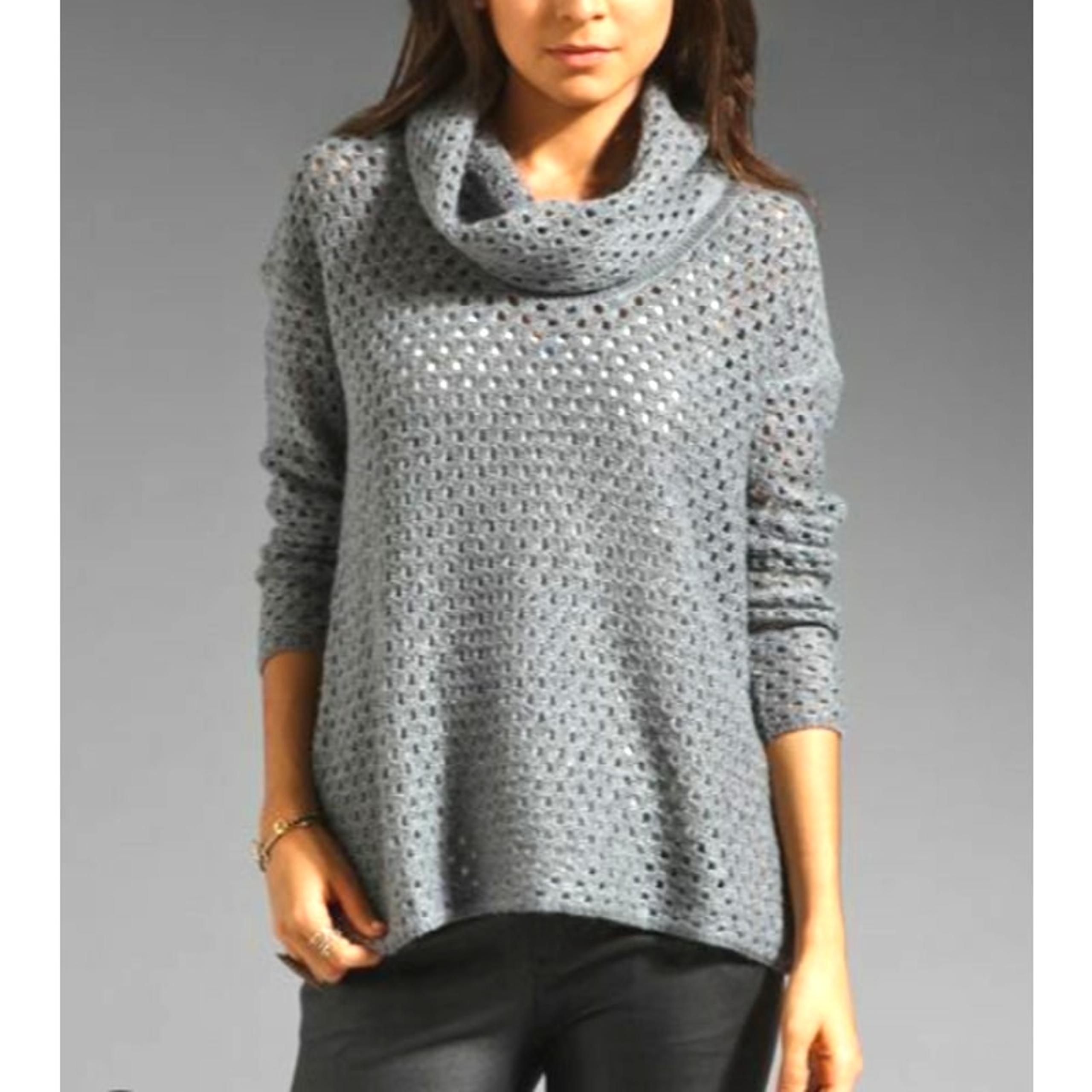 James Perse Open Knit Marina Cowl Neck Sweater Wool Alpaca Blend Grey Size 2