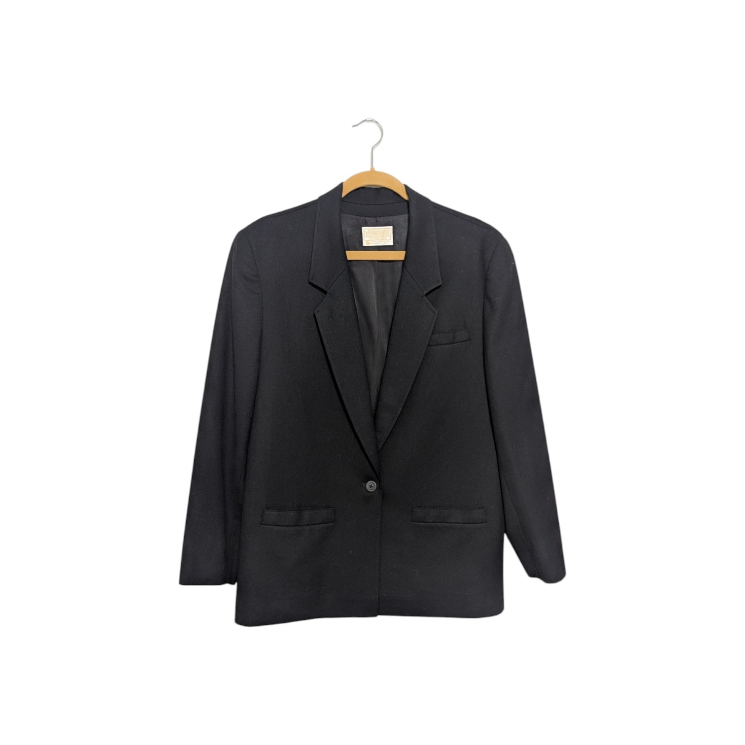 Vintage 80s Pendleton Virgin Wool Blazer Black Womens 16 VTG Corpcore Structured
