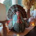 Turkey John Derian Beaded Novelty Turkey Plush Pillow 16 x 15 Brand New.