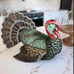 Turkey John Derian Beaded Novelty Turkey Plush Pillow 16 x 15 Brand New.