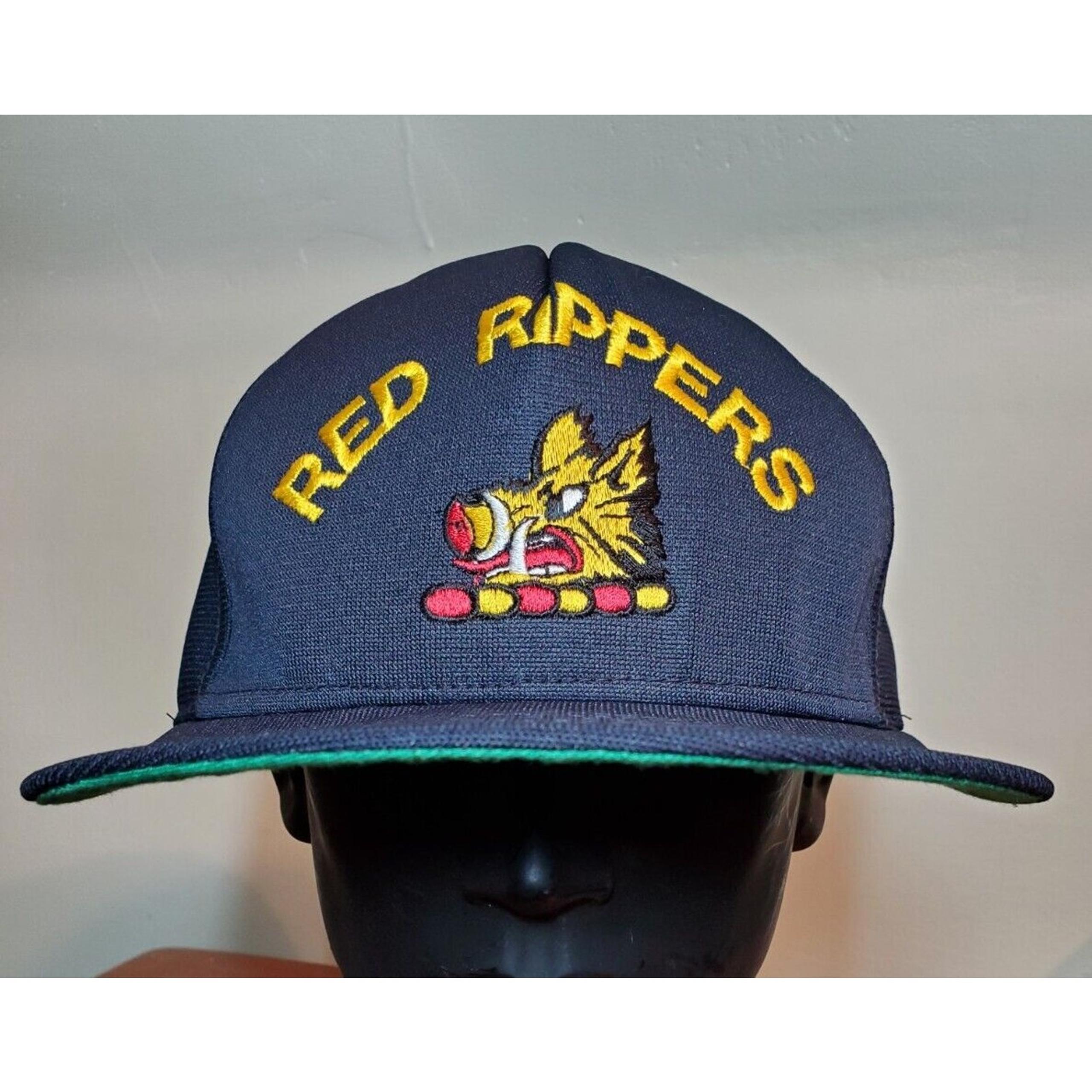 Vintage Red Rippers Trucker Hat VFA-11 US Navy Black Snapback Cap USA Military