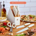 12 Piece Knife Block Set,White and Gold
