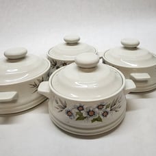 Vintage Capri Bake Serve N Store Stoneware Individual Casserole Dishes Retro