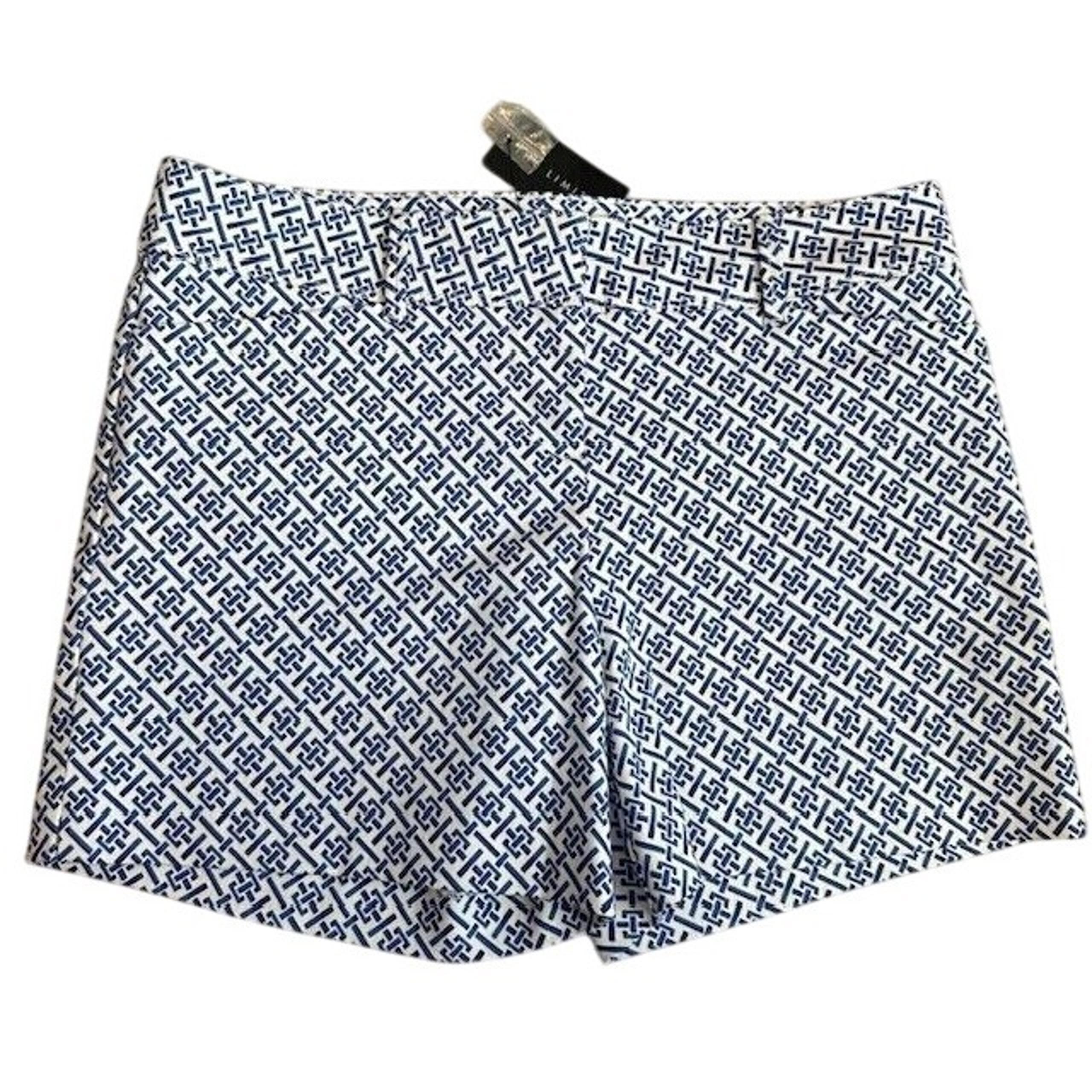 NWT The Limited Royal Tiles Blue White Women's Chino Cotton Shorts Size 8