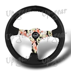 NRG 14 Hydro Dipped Floral Black Leather 350MM Steering Wheel RST-036FL-R 350MM