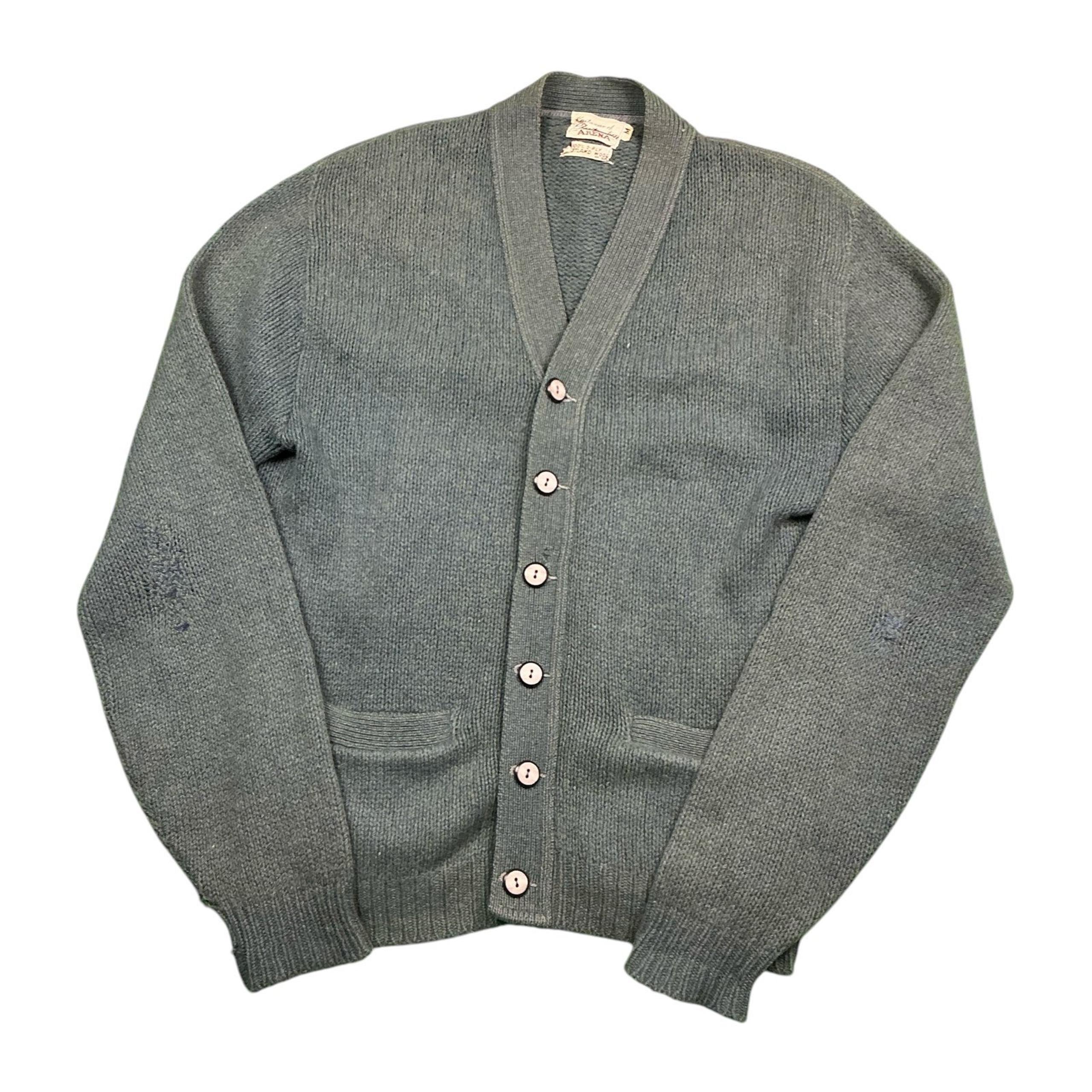 Vintage 50s Arena wool button front cardigan men’s Small