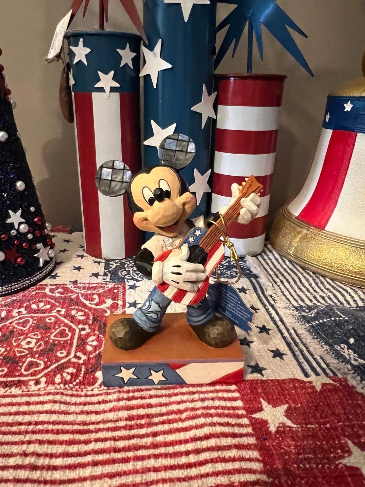 Jim Shore Disney 4th of July Patriotic Mickey Mouse Playing Guitar