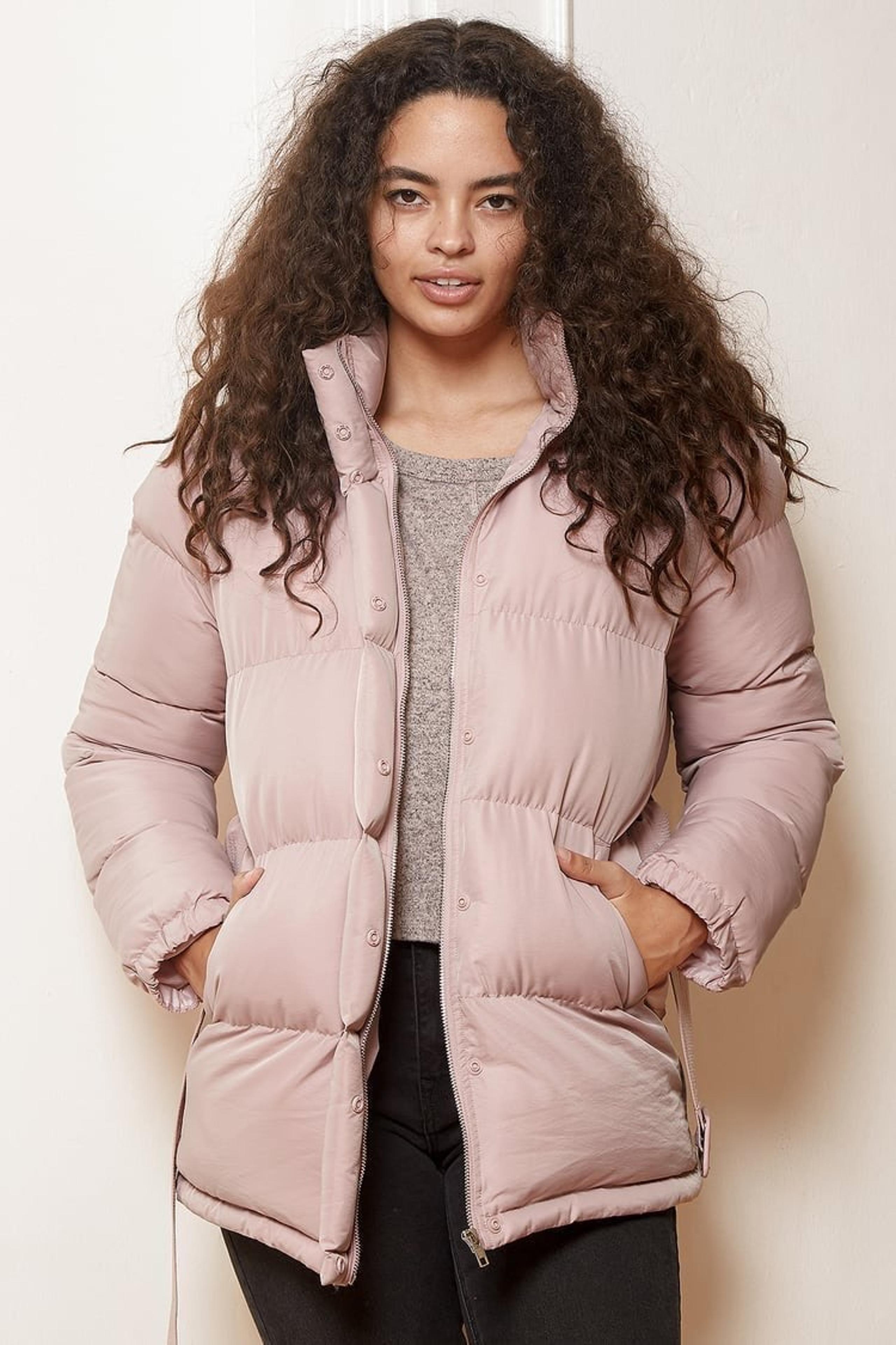 NWT Lulu’s Dusty Pink Quilted Belted Puffer Jacket