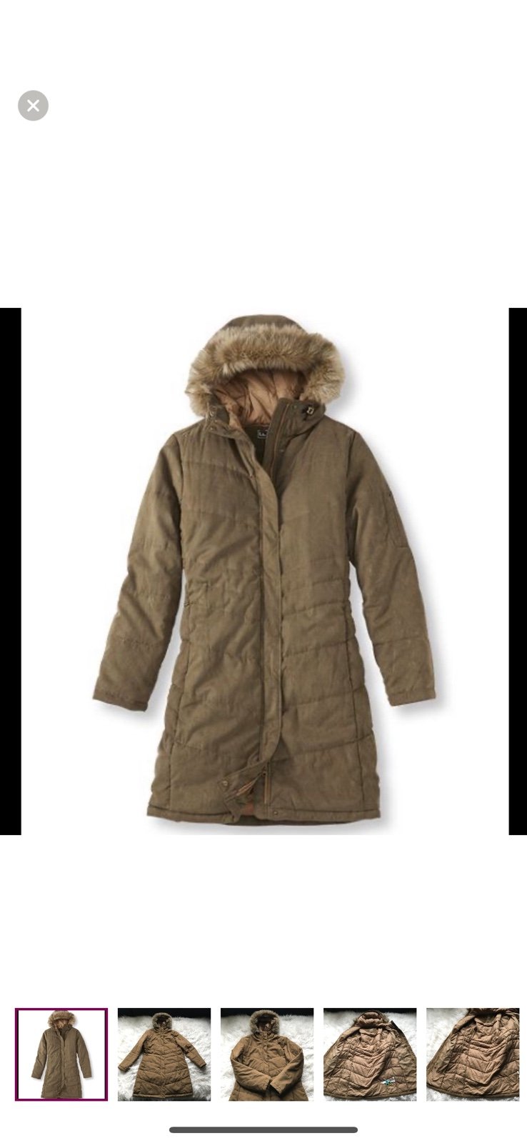 L.L. Bean Microsuede Quilted Down Puffer Coat