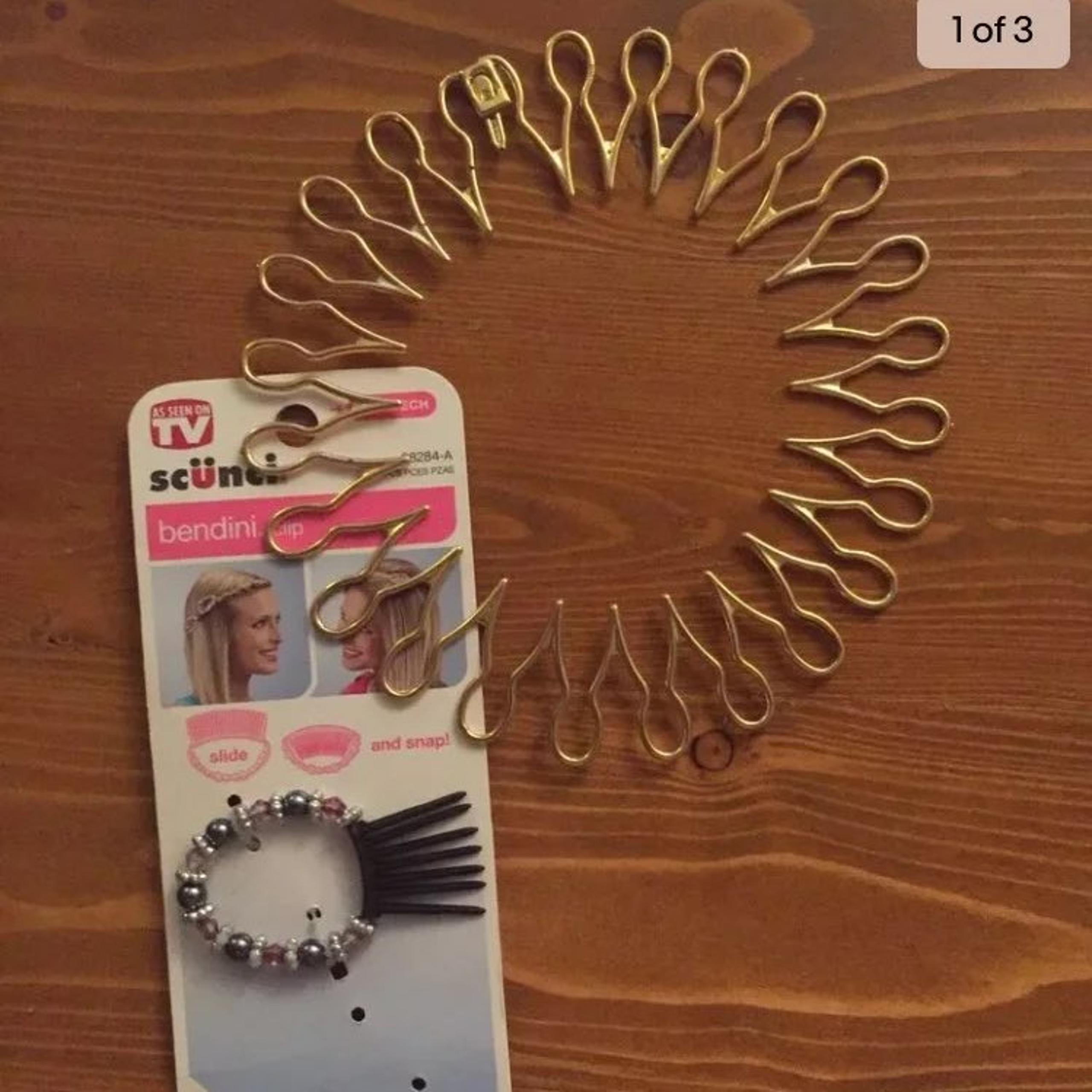 Rare Hair Accessories Lot bendini Clip slide scrunci girls womens gold hairband