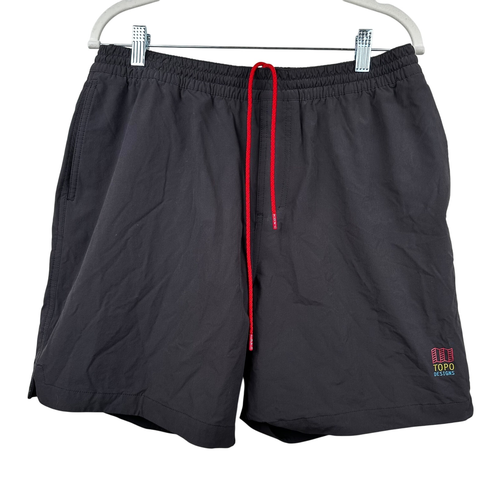 TOPO Designs Global Shorts Quick Dry Active Drawstring Pockets Black Men's XL
