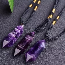 Amethyst Pendant Necklace-Natural Gemstone Healing Balancing Meditation Necklace