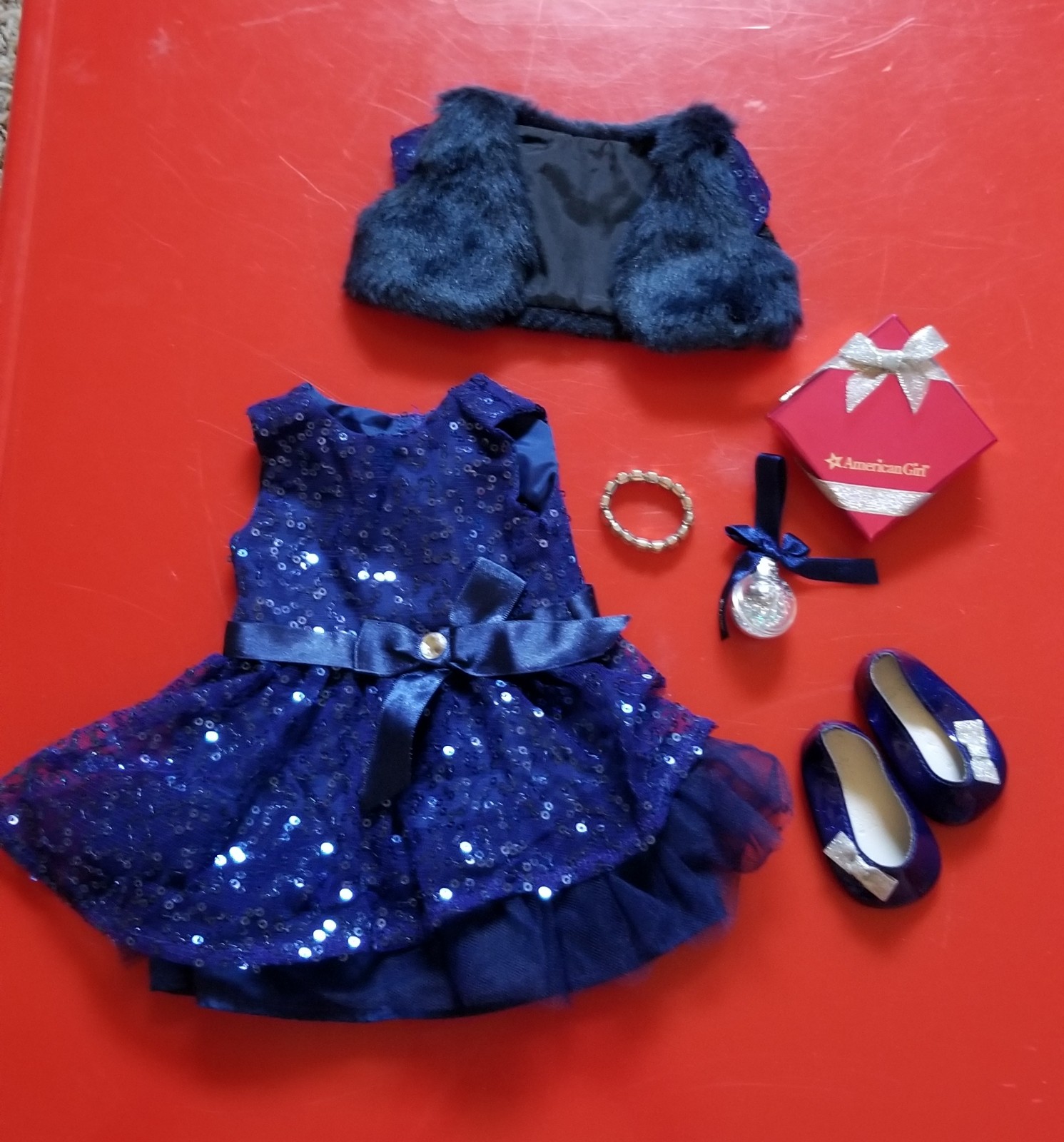 American Girl blue sequin party dress