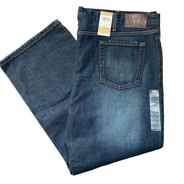 Haggar Mens Straight Fit Jeans 1926 Originals Denim Dark Wash Blue Size 44x30