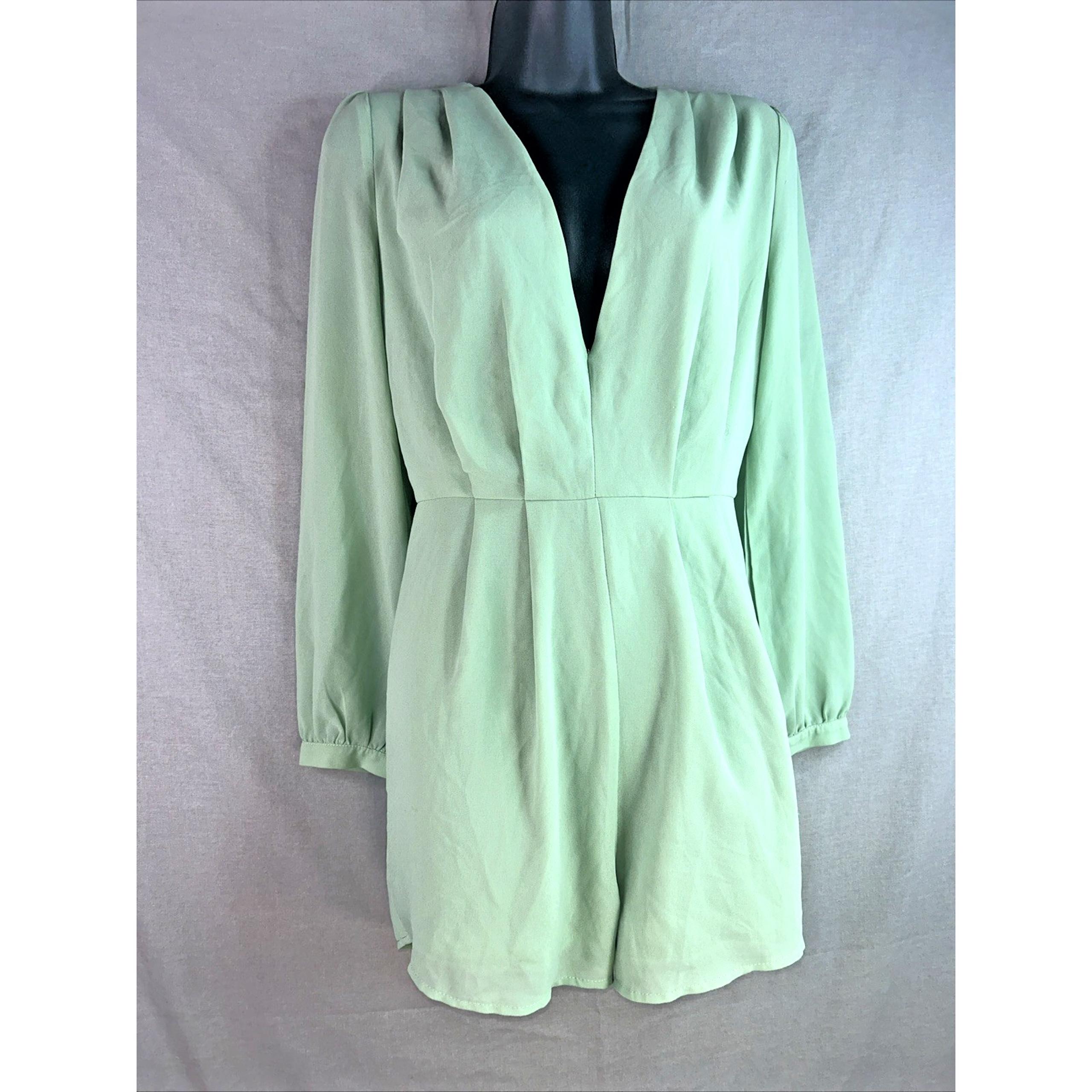 Tobi Romber Shorts Women's  Emerald Green Satin Jumpsuit Long Sleeve size M