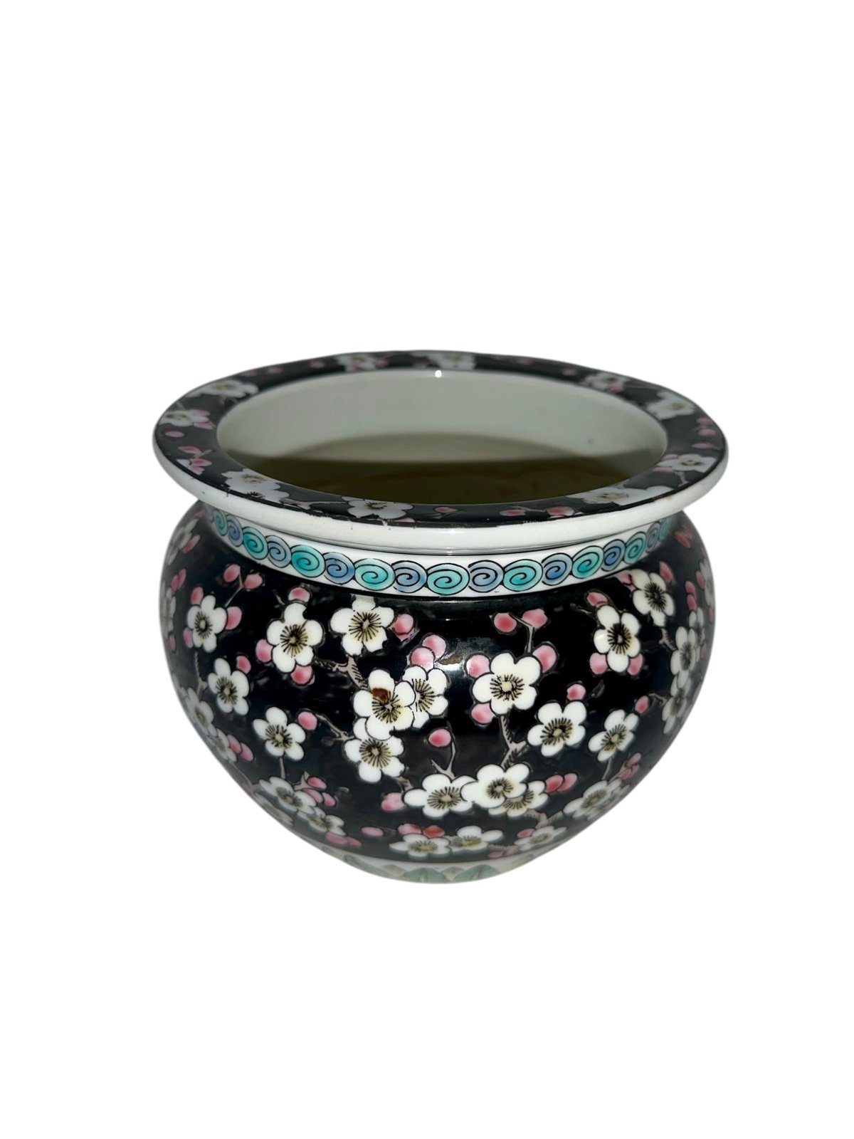 Beautiful Vintage Chinoiserie Floral Fish Bowl Planter