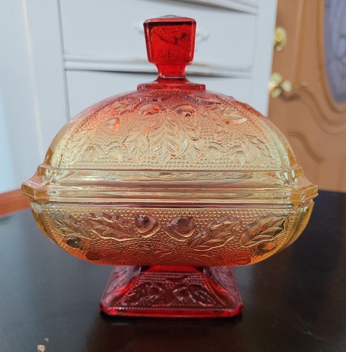 Vintage Amberina Candy Dish