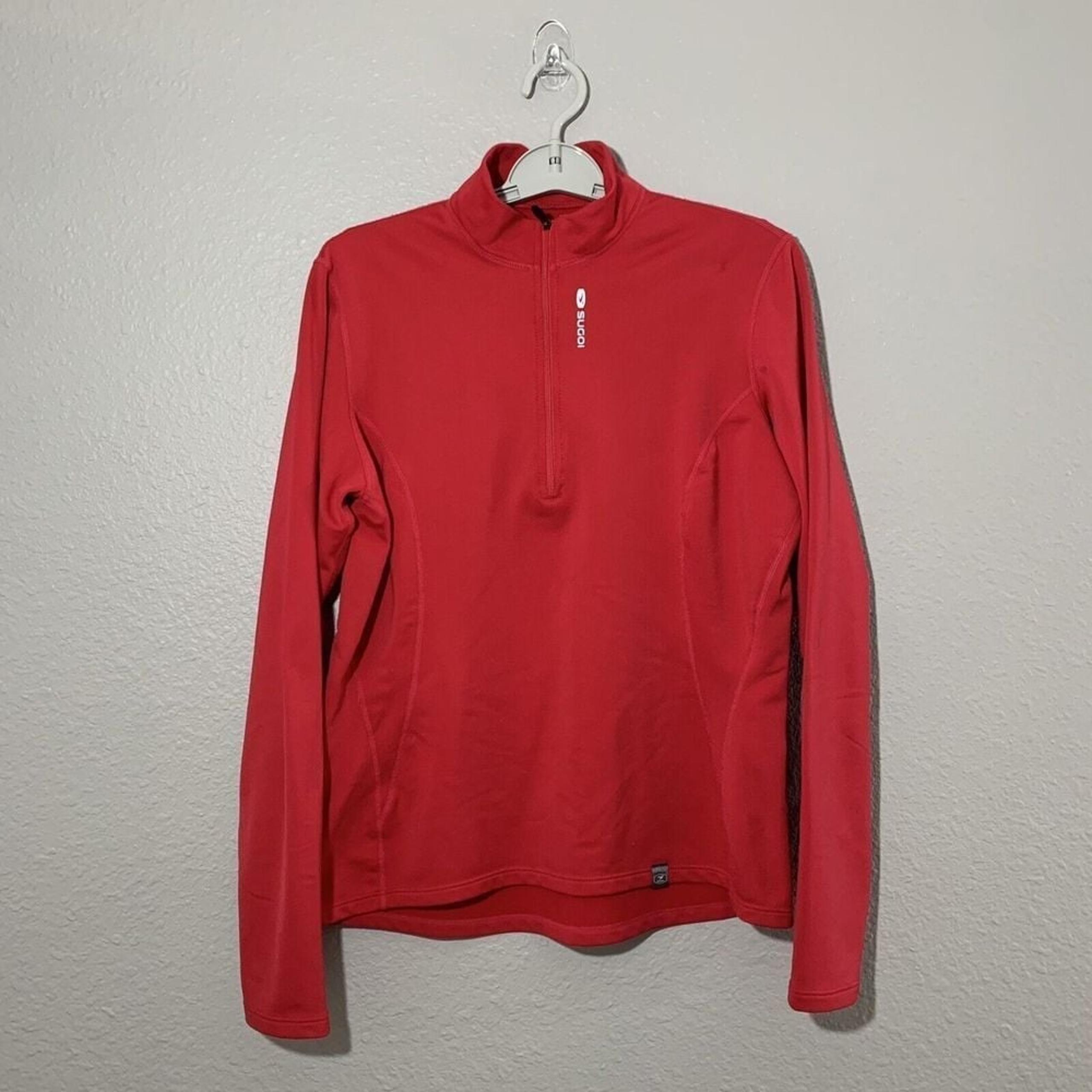 SUGOI Women's Red Cycling Jersey 1/4  Zip Cold Weather Heavyweight Jacket LARGE