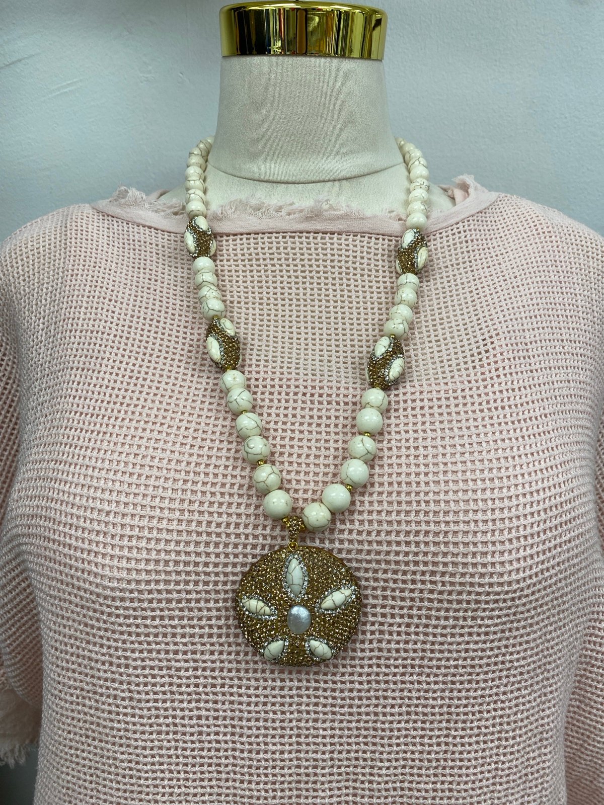White Marble beaded necklace