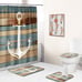 180×180cm Shower Curtain Only Wood Grain Anchor Shower Curtain Bathroom Rug Set