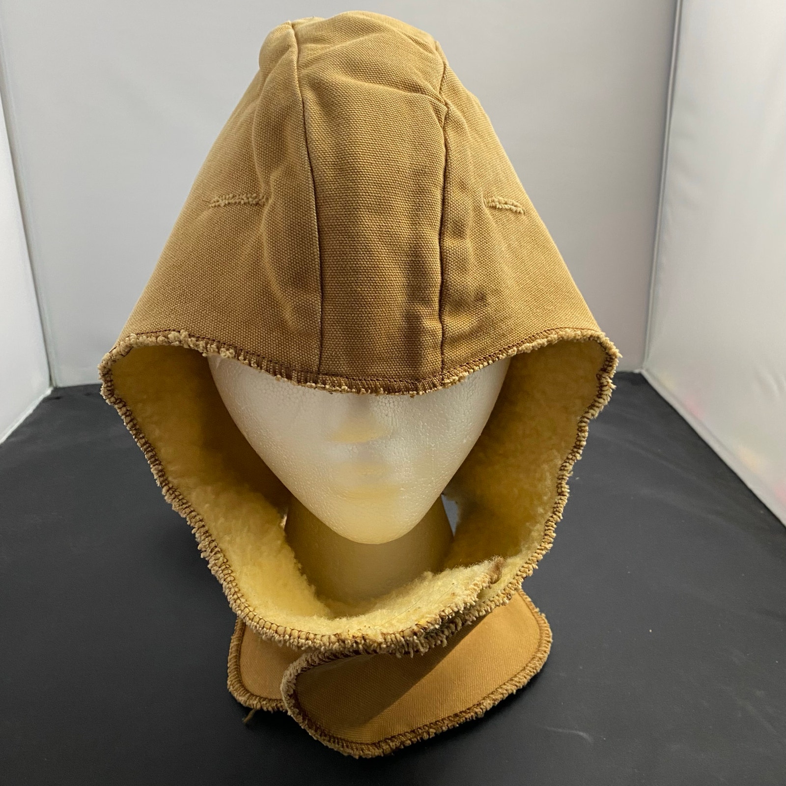 Vintage Carhartt Shearling Hat Mens Duck Canvas Hood Winter USA Union HF 116