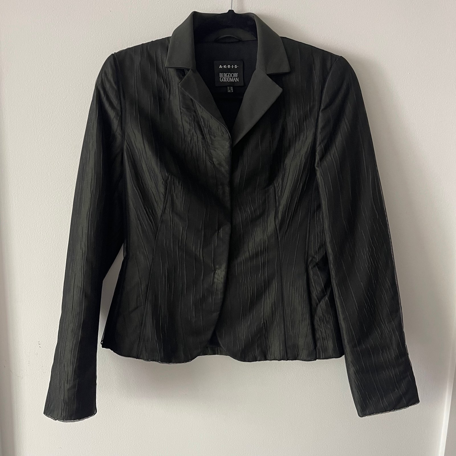 AKRIS Dark Green & Black Silk Wool Mesh Blazer Jacket 6 Small