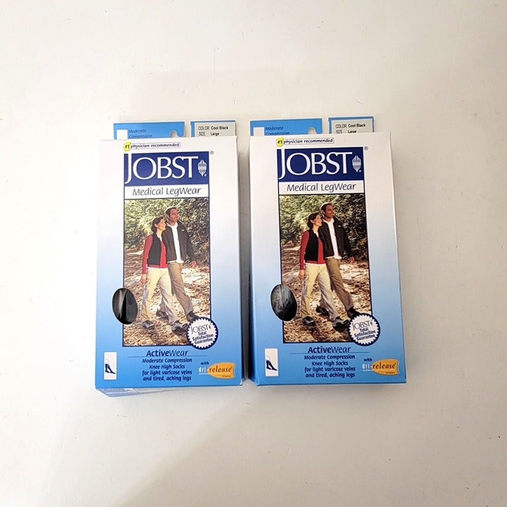 Jobst Medical LegWear Compression Knee High Socks Cool Black Two Pair NIP