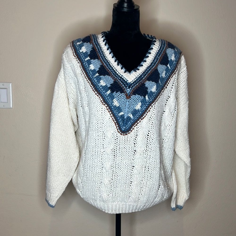 Rare! Vintage 80's Hastings & Smith Hand Knit Pullover Sweater Size M