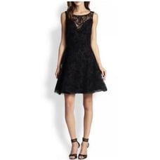 Alice + Olivia Black Natalia Velvet Lace Mini Dress