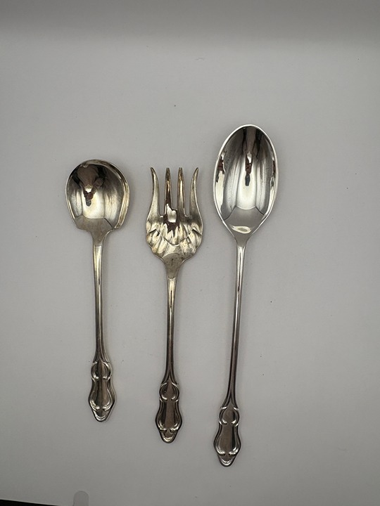 3Pc Lenox HOLIDAY GATHERING Stainless Steel Glass Handle Fork Spoon Serving Set