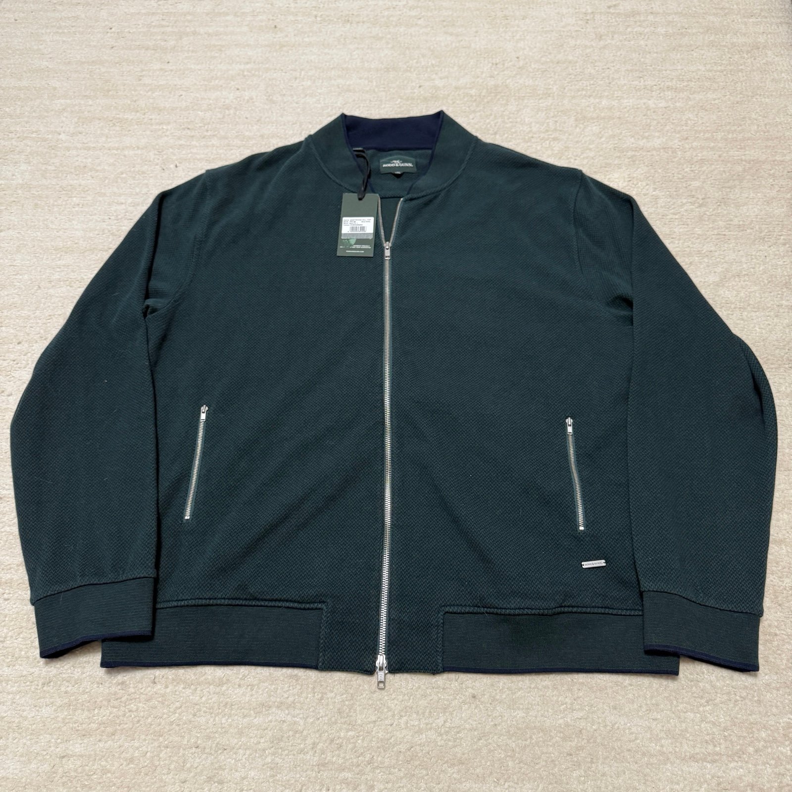 NWT Rodd & Gunn Eastwood Knit Full Zip Sweater Golf Jacket Evergreen Navy Blue