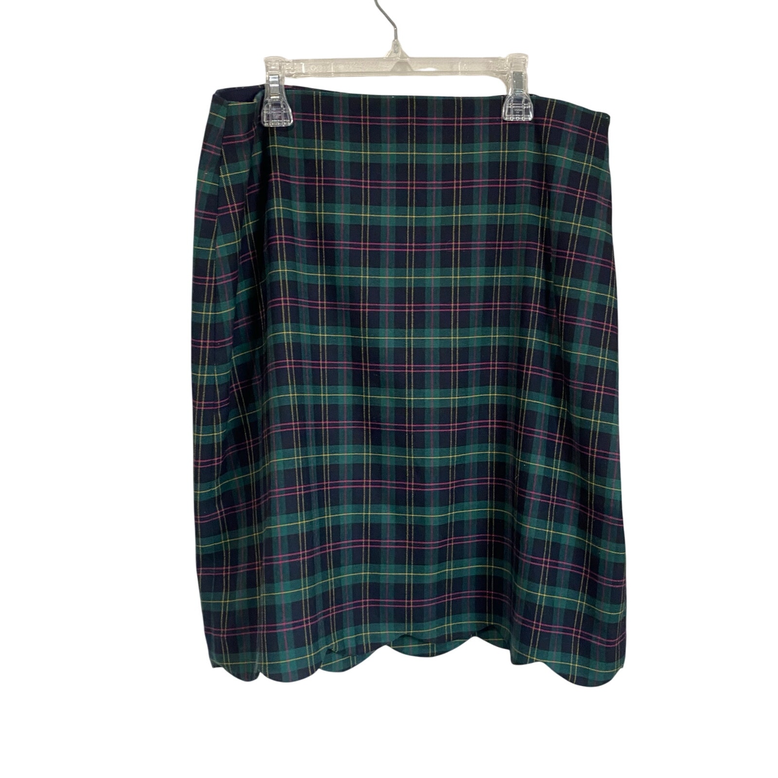 Talbots Plaid Wool Blend Academia School Preppy Scallop Hem Skirt Size 8