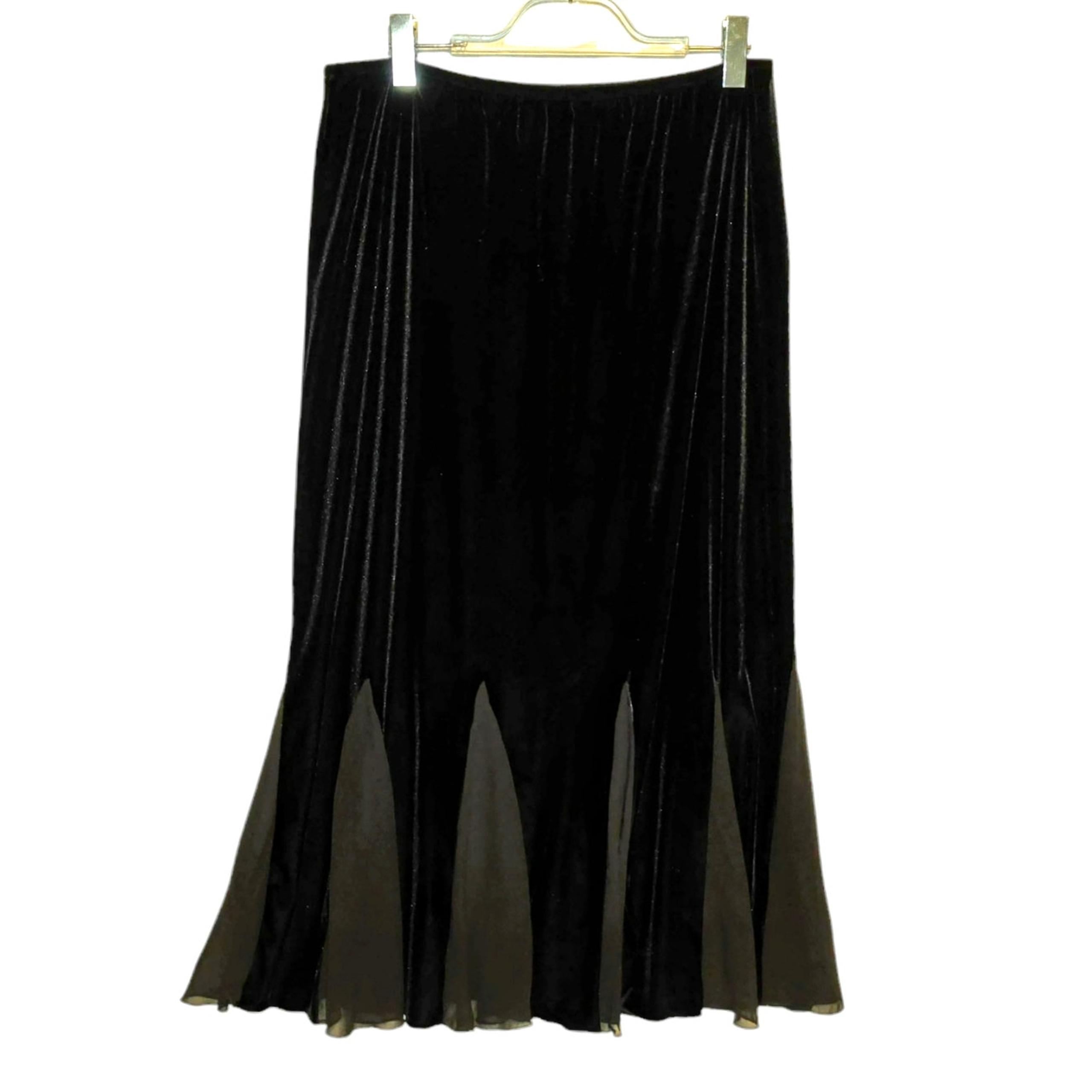 Vintage 90's Y2k Dressbarn Women's Collection Maxi Velvet Skirt Sheer Panels 18W