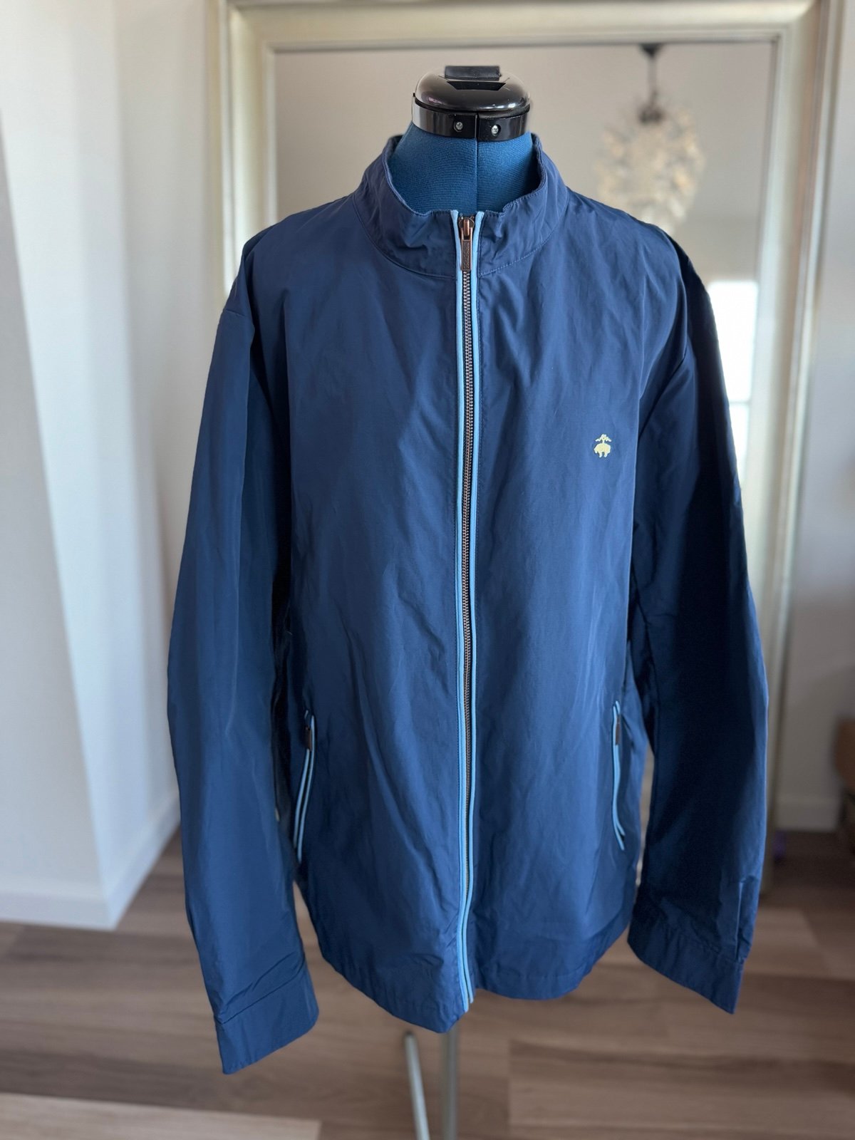 Brooks Brothers Blue Nylon Windbreaker Full Zip Men's Jacket Size XL