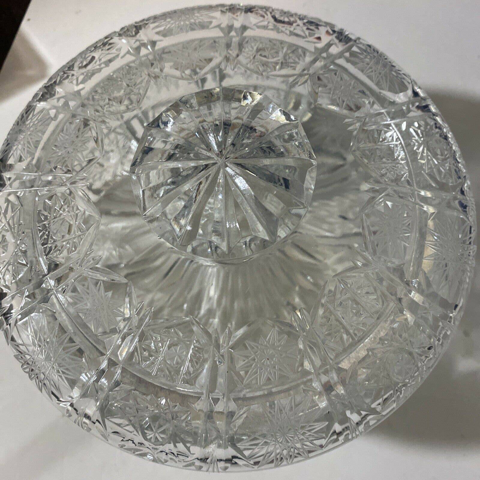 Vintage Round Lead Crystal Candy Dish with Lid 3” Without Lid 6” With 6.5 Wide