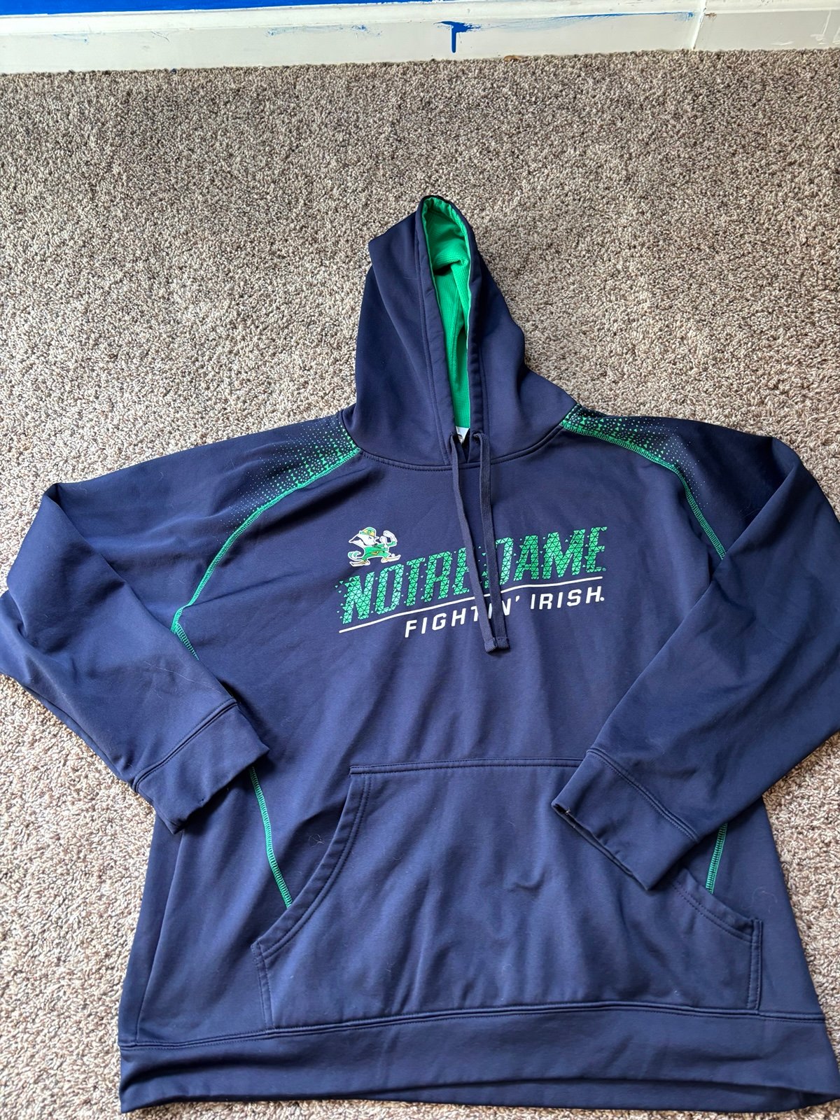 Notre Dame fighting Irish navy blue pull over hoodie X-Large