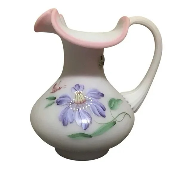 Fenton Blue Burmese Purple Passion Flower Pitcher Limited Edition