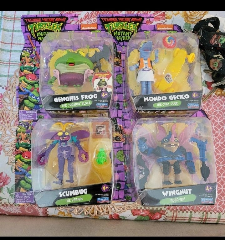 TMNT Mutant Mayhem - Wave 2 - Mondo Gecko - Genghis Frog - Wingnut - Scumbug