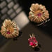14kt gold Ruby set earring pendant