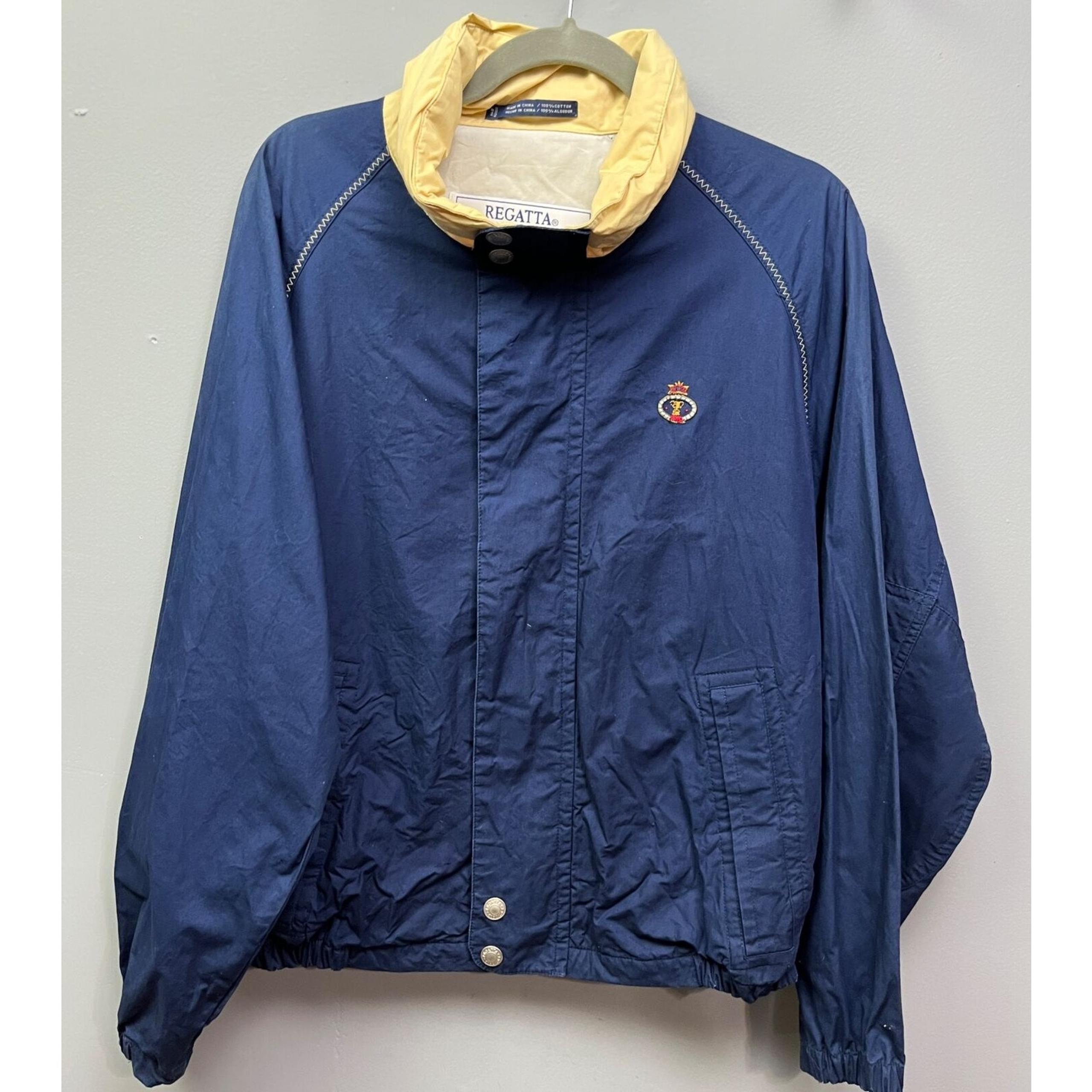 Regatta Sport Bomber Jacket Mens Medium Retro full zip navy embroidered vented