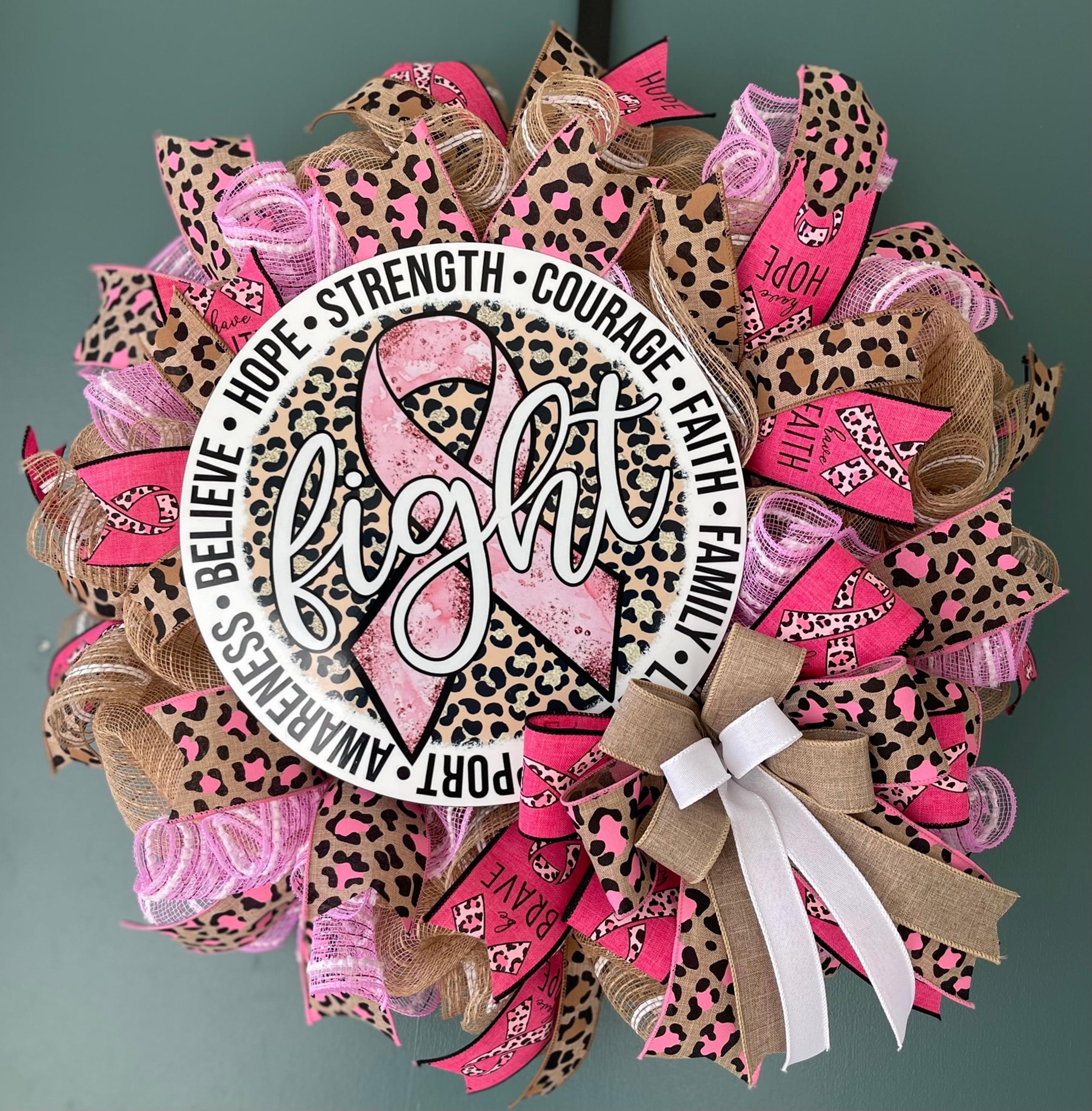 Breast cancer awareness wreath
