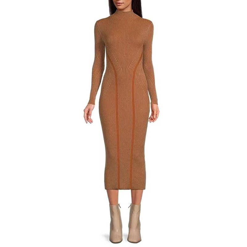 French Connection Simona Ribbed Mock Neck Long Sleeve Sweater Dress Small