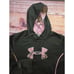 Under Armour Womens 2XL Loose Fit Green Hoodie With Pink Camo Logo & Lining