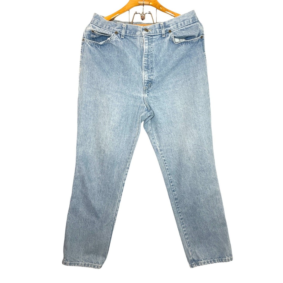Vintage Denim Plus Size Chic High Rise Straight Taper Pleated Mom Jeans Sz: 34