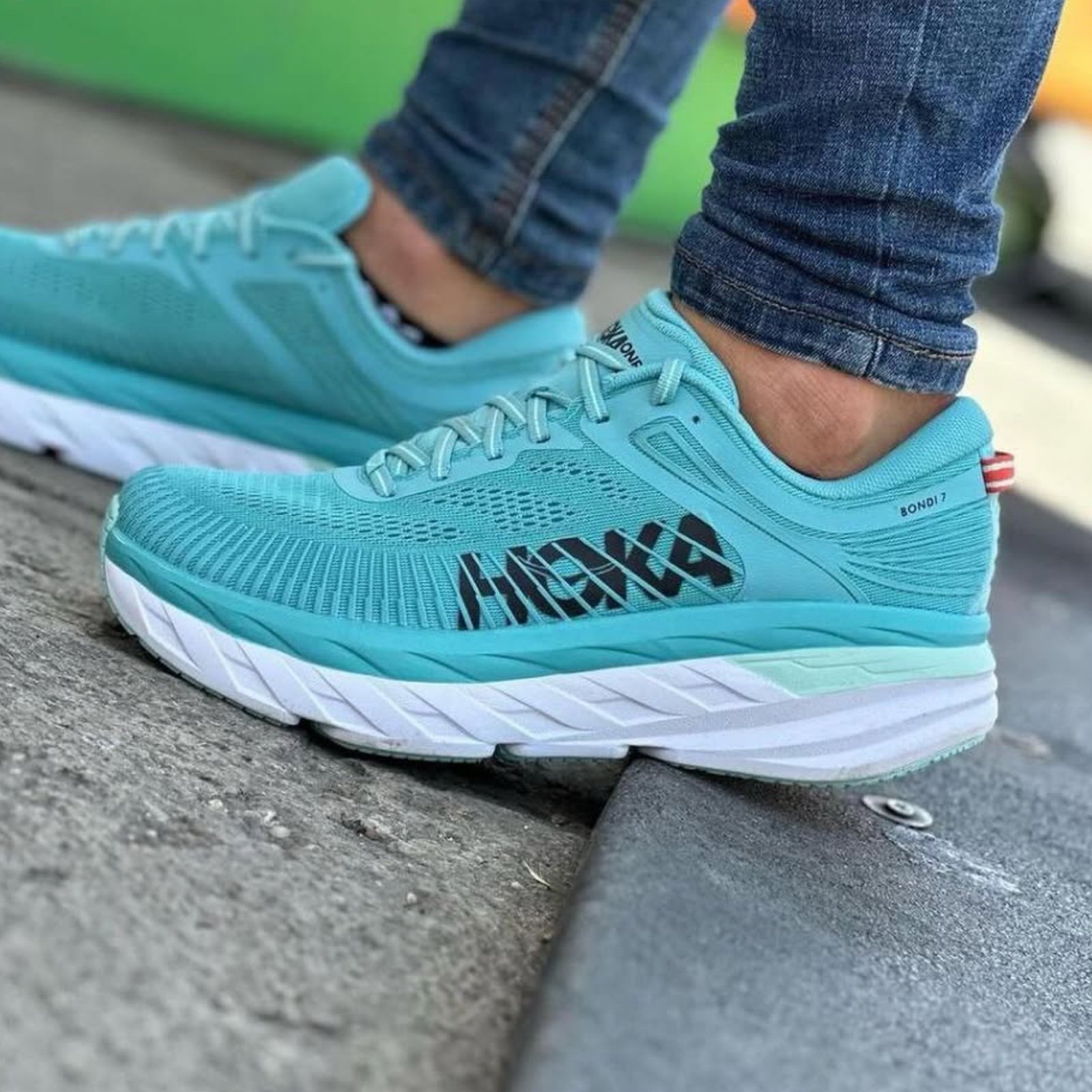 Hoka One One Bondi 7 Women’s Shoes Sz 8.5 In Aquarelle/Eggshell Blue