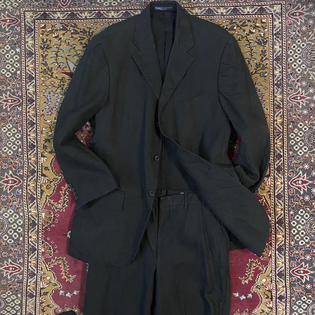 80s Ralph Lauren Italian Linen 3-Button Suit with Side Vents