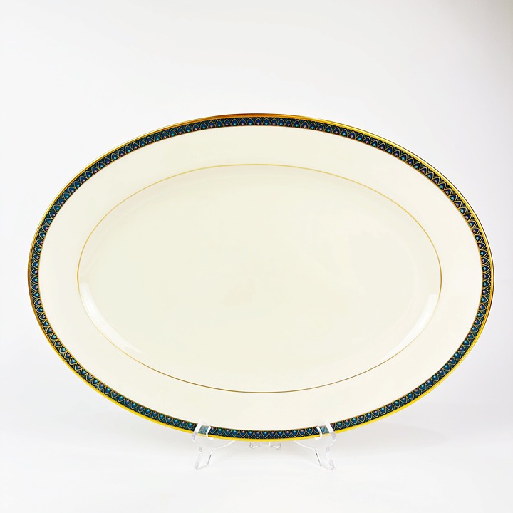 Lenox China PATRIOT Medium Oval Serving Plate Gold Trim 16 Platter Made in USA