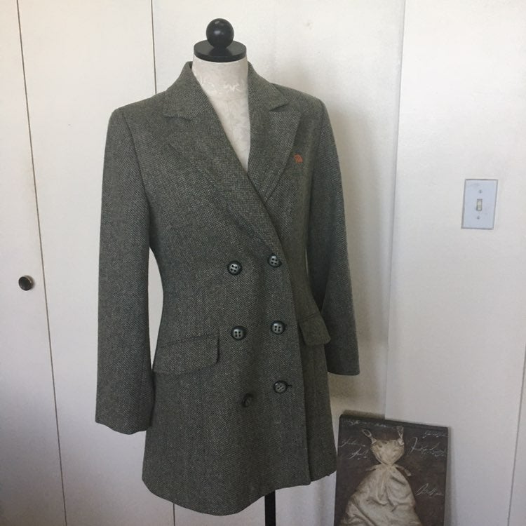 Paola Verzini double breasted green tweed Jacket